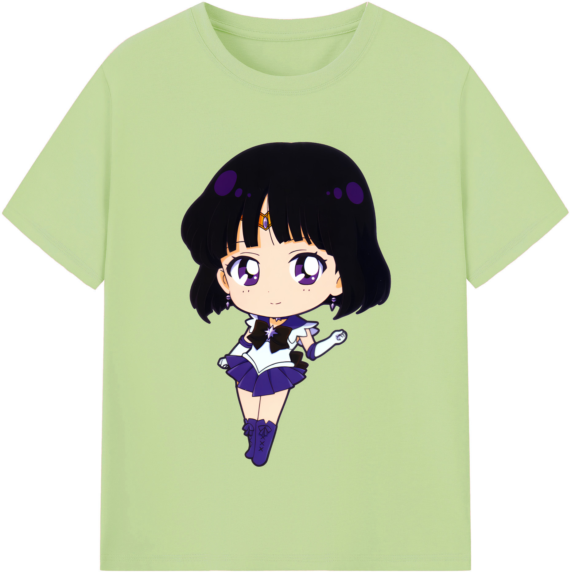 （画像用） 美少女戦士セーラームーン 土萠ほたる Sailor Moon Tomoe Hotaru （セーラーサターン；Sailor Saturn） 綿100％半袖Tシャツ（フロントプリント）